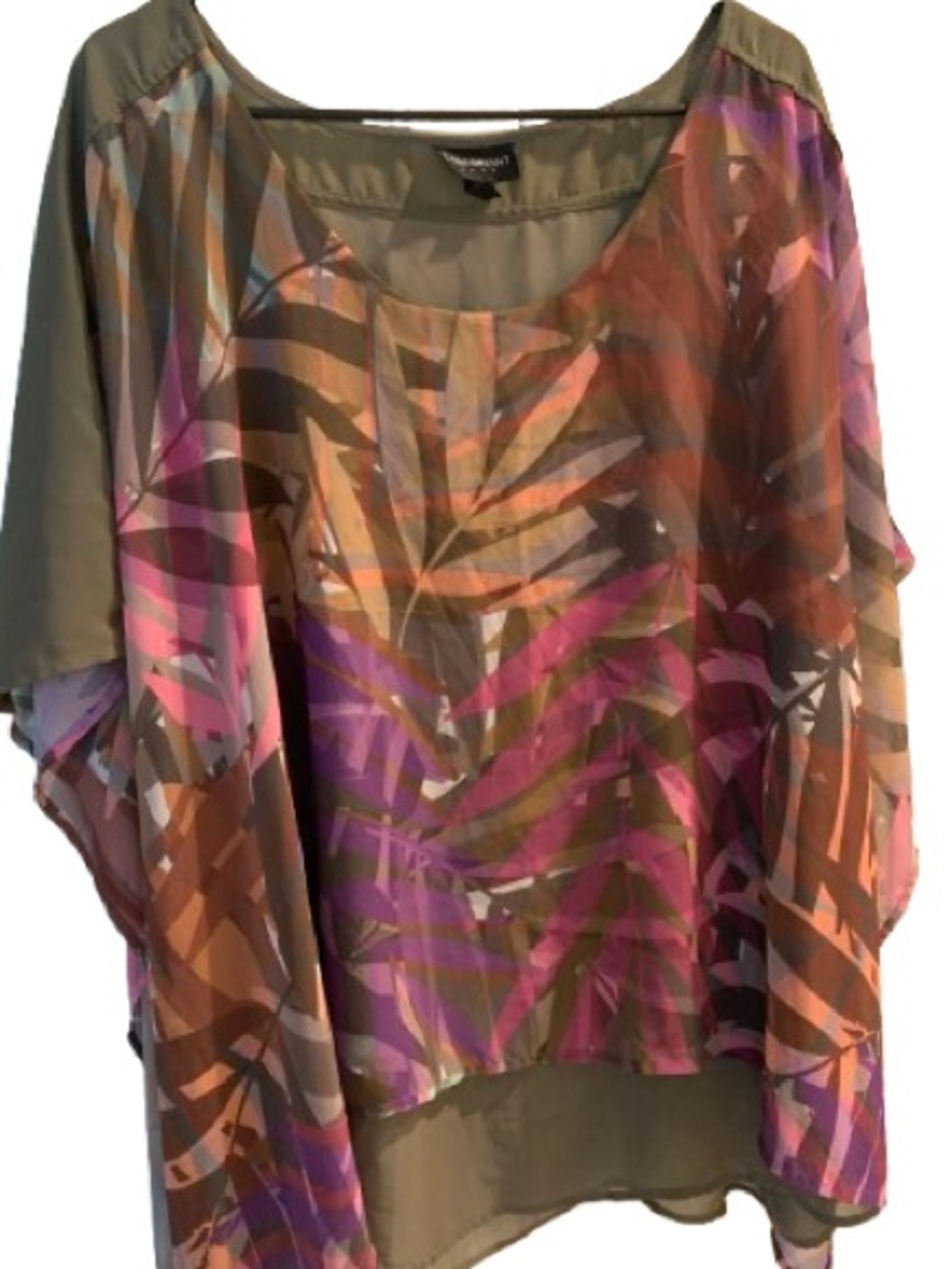 Lane Bryant 22/24 Tropical Blouse Plus Size Flowy Boho Top